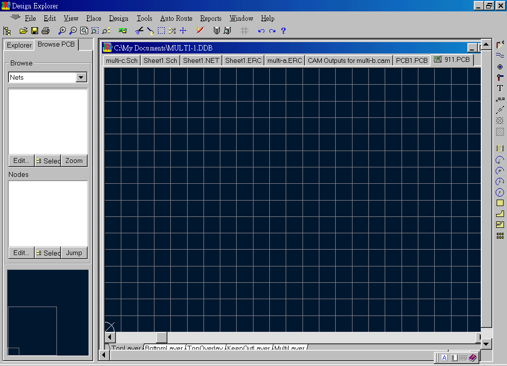 先預備一個PCB編輯環境，不必設置邊界。